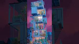 Small Cool Futuristic Themed Multi-story Micro Home #ai #animation #microhome