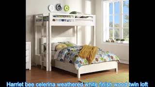 Acme BD00616 Harriet bee celerina weathered white finish wood twin loft bed with lower queen bed