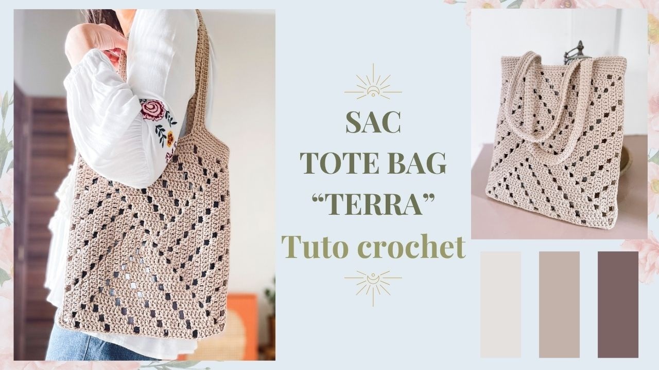 Tuto Sac "Terra" au Crochet 👜 - Tote Bag Bohème et Graphique avec 2 Granny Squares au crochet
