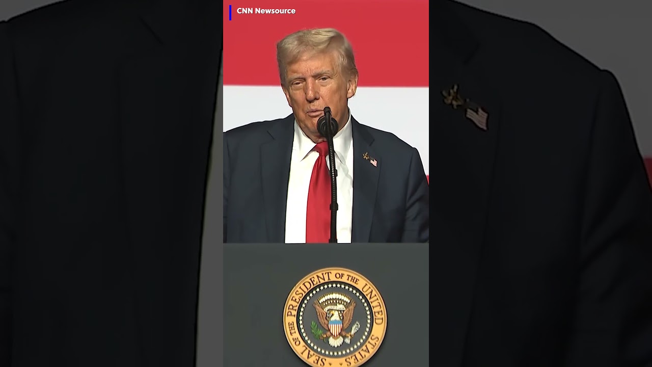 President Trump addressing the military's top leaders in Virginia on Tuesday. 