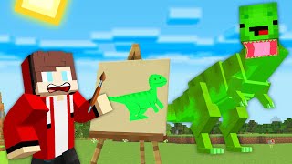 JJ and Mikey Use DRAWING MOD to BECAME DINOSAUR in Minecraft! - Maizen