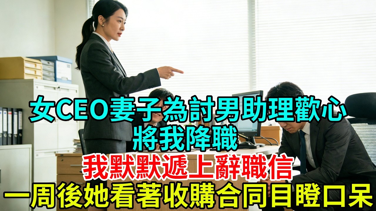 女 CEO 妻子為討男助理歡心將我降職，我默默遞上辭職信，一週後她看着收購合同目瞪口呆#故事頻道#故事#情感故事
