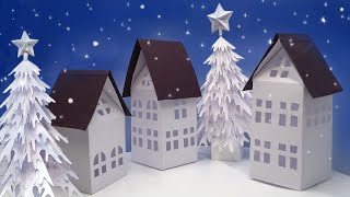 Новогодний домик из бумаги  | Очень простой новогодний декор  | DIY CHRISTMAS DECOR