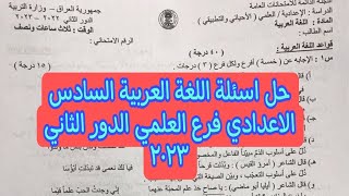 حل اسئلة اللغة العربية السادس الاعدادي | العلمي الاحيائي التطبيقي الدور الثاني ٢٠٢٣