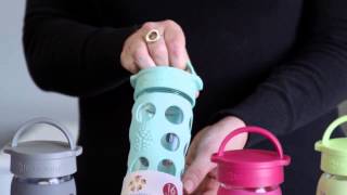 Glass Water Bottle with Silicone Sleeve by Lifefactory #503323 and #502702 - reuseit.com