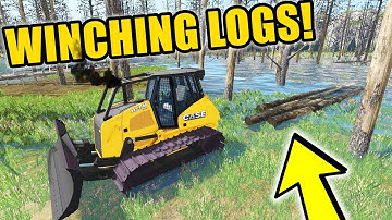 FARMING SIMULATOR 2017 | WINCHING 100 YEAR OLD LOGS OUT OF THE SWAMP.....WITH NEW DOZER