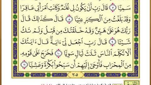 الصفحة ( 305) من القرآن الكريم سورة مريم _ مصحف التقسيم الموضوعي _