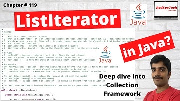 # 119 Java ListIterator | How Listiterator works internally | ListIterator in Java | Java|RedSysTech