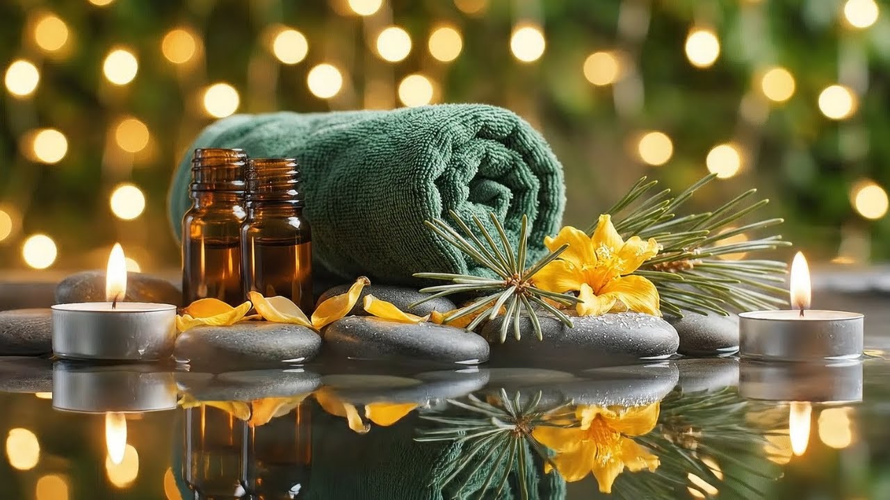 Relaxing Aromatherapy Spa Ambience with Candlelight and Essential Oils for Deep Stress Relief