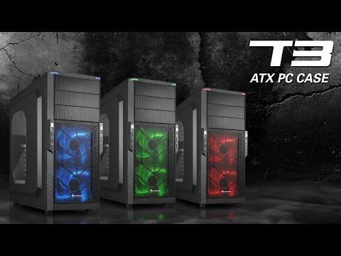 Sharkoon T3-W Midi Tower Computer Case with Window Panel Red