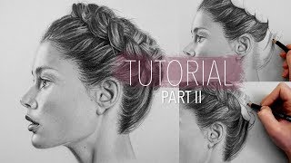 How to draw realistic hair (braid updo) Part 2 | Step by Step Portrait Drawing Tutorial