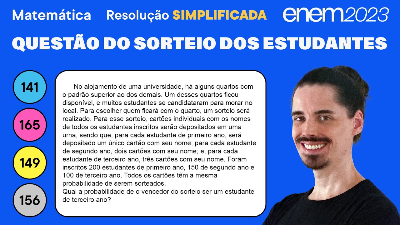 🔵 Questão do sorteio dos estudantes: ENEM 2023 Matemática (Simplificada) - Probabilidade