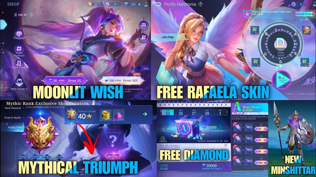 515 Event Moonlit Wish Draw Hanabi Skin, Rafaela 515 FreeSkin Event, New Tier S28 Mythical Triumph