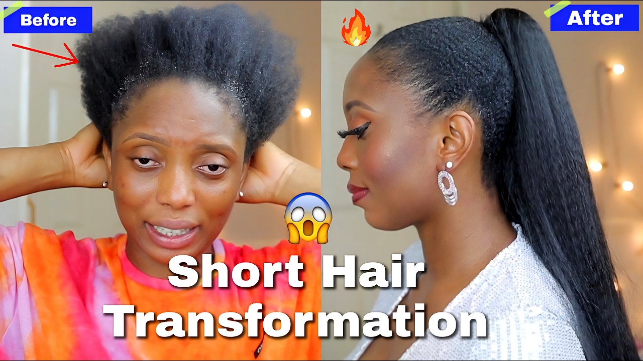 Как создать гладкий гелевый хвост на коротких натуральных волосах 4C | Простой урок по созданию п...