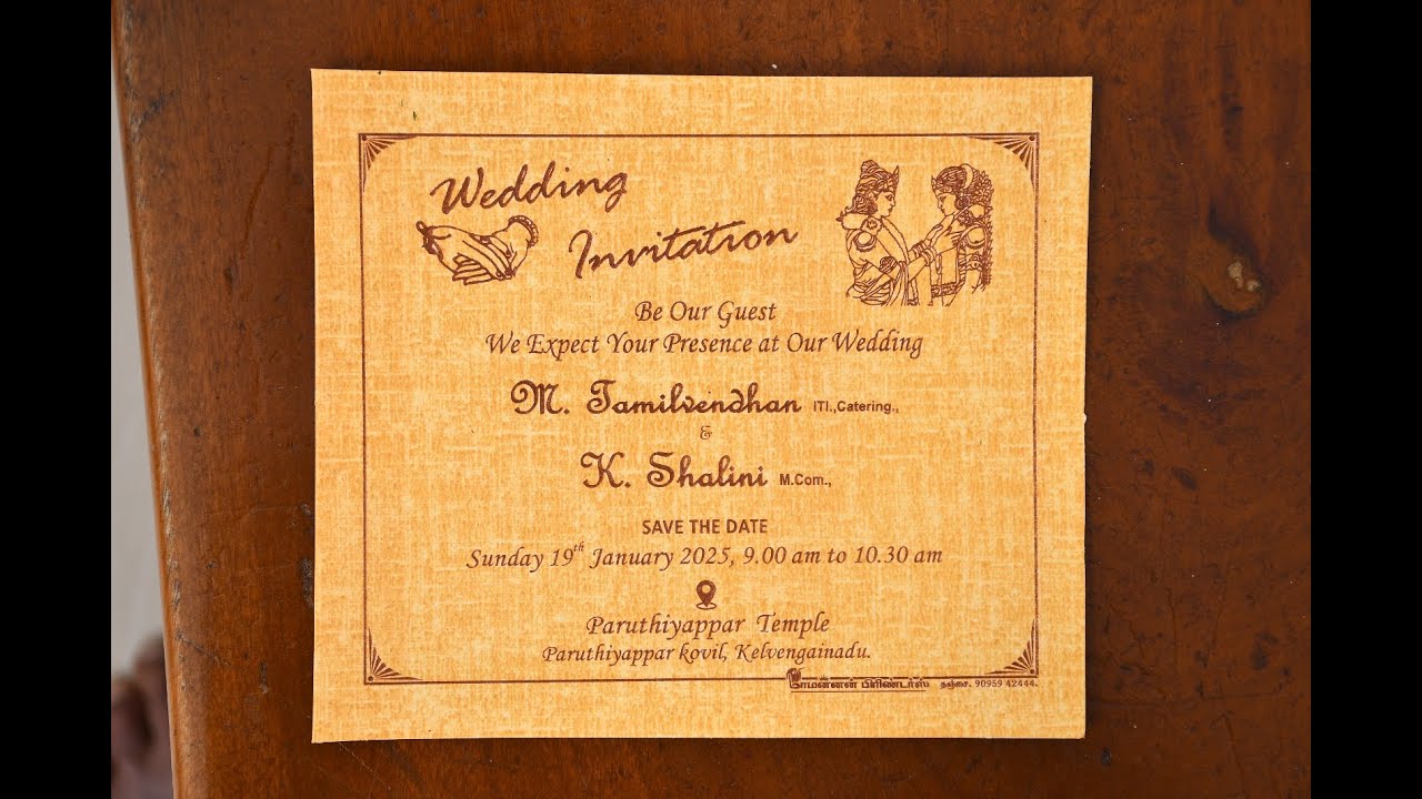 SAVE THE DATE M. Tamilvendhan ITI., Catering..K. Shalini M.Com