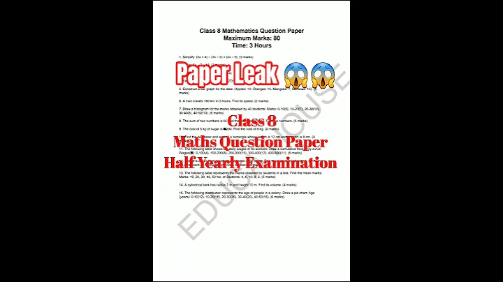 Class 8 Maths Question Paper, Half Yearly Examination || Paper Leak 😱😱 #ncert #maths #questionpaper