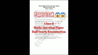 Class 8 Maths Question Paper, Half Yearly Examination || Paper Leak 😱😱 #ncert #maths #questionpaper