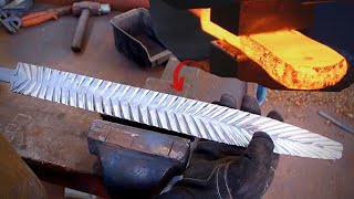 Forging a DAMASCUS SWORD.. Full sword making process!