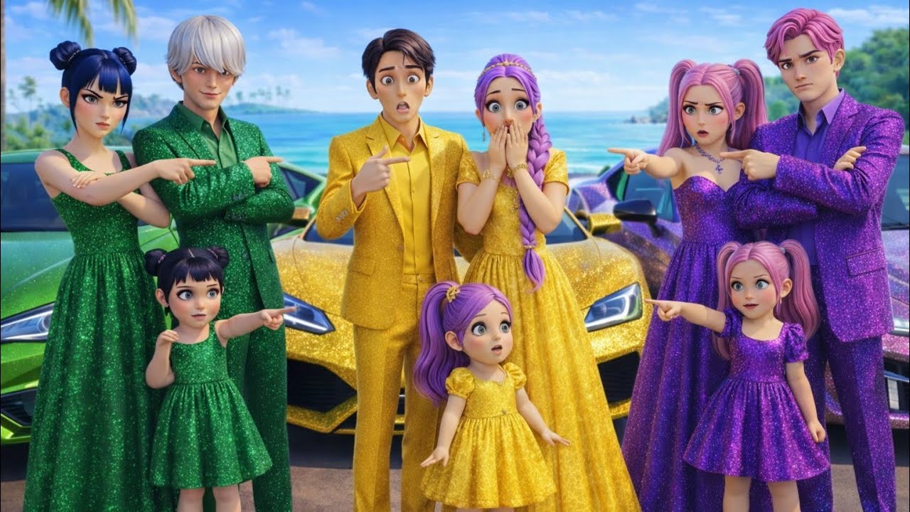 😱 GOLDEN vs PINK vs GREEN FAMILY on MAGIC SPORTCARS! | KPOP Demon Hunters