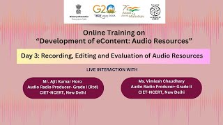 Online Training: Day 3: Recording, Editing and Evaluation of Audio Resources