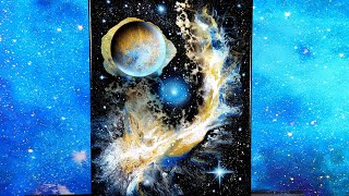 Next level acrylic Galaxy pour painting fluid art