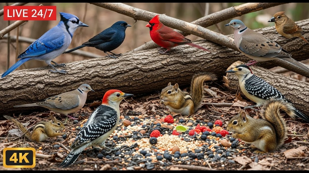 🔴 24/7 LIVE: Cat TV 😺 Birds Squirrels Chipmunks Cat Games 4K HDR