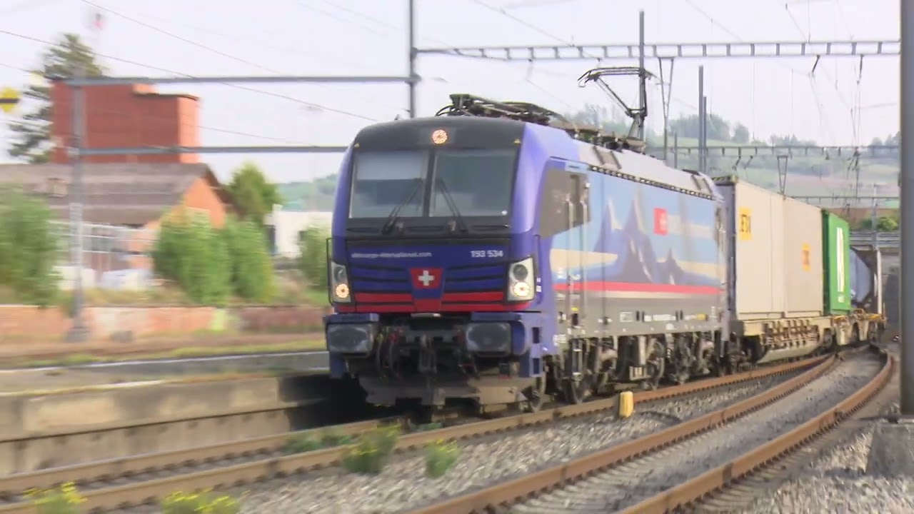 SBB Switzerland Railways - busy line from Zurich to Basel, loads of passenger and freight trains.