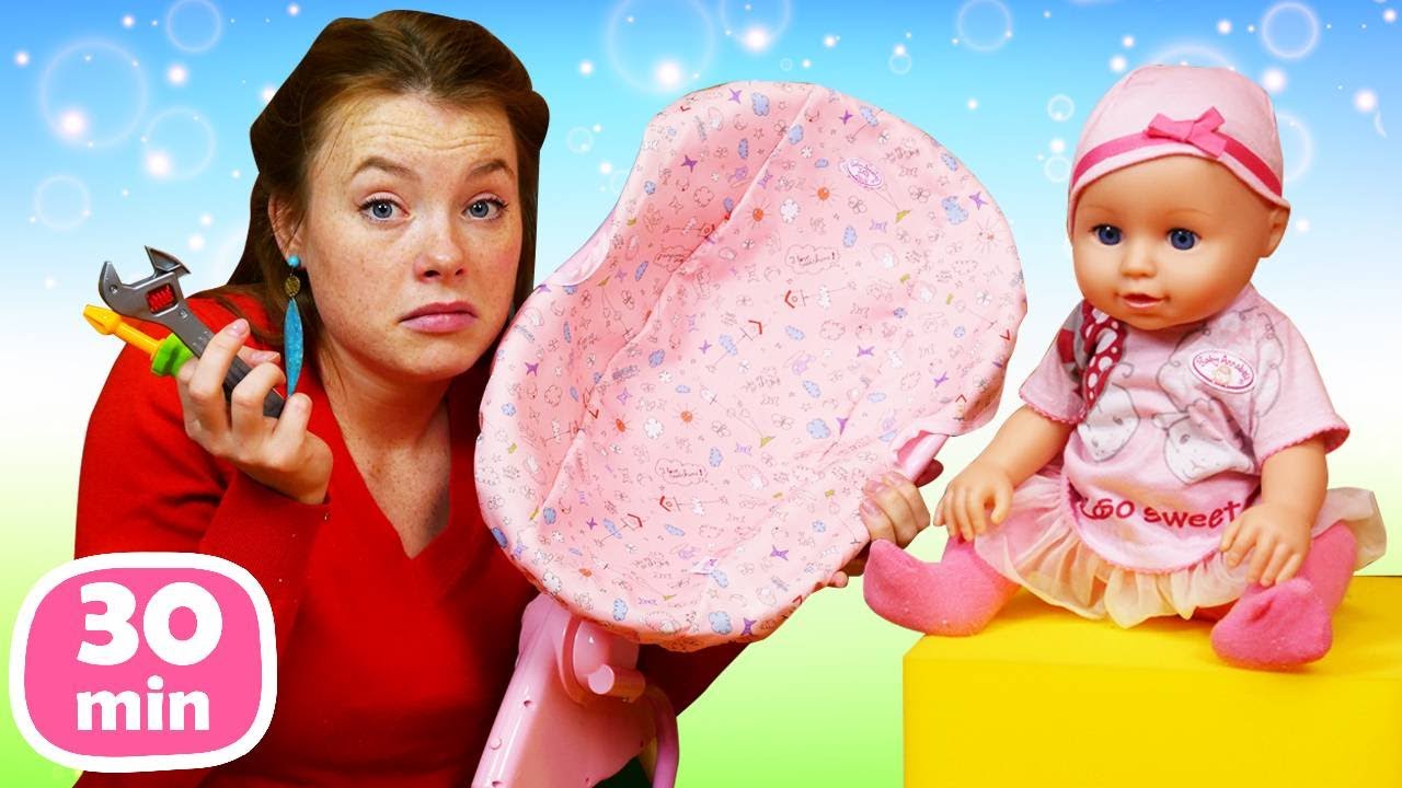 Baby Annabelle im Puppen Kindergarten. Irene und Baby Born. Kompilation