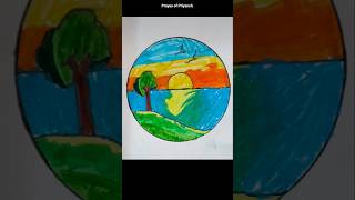 Easy Scenery Drawing / Nature Drawing in circle #drawing #nature #scenery #art #shorts #ytshorts