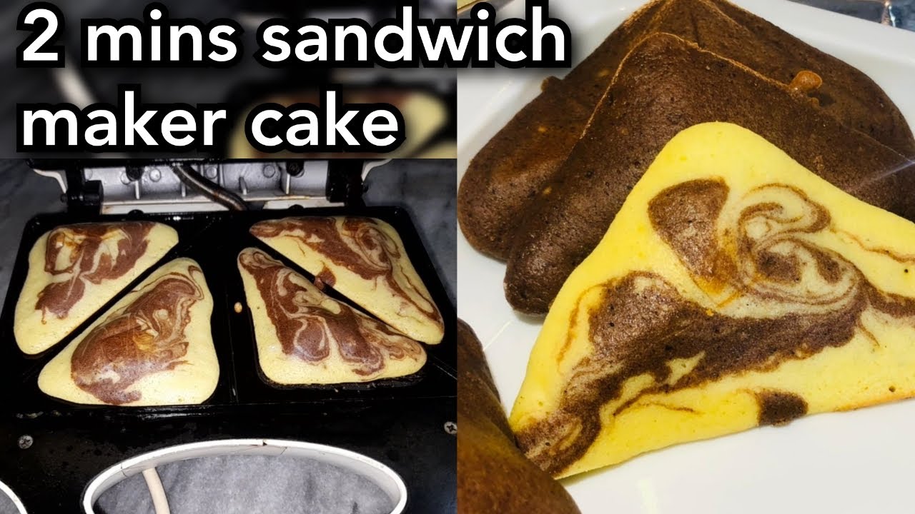 Cake in sandwich maker / How to make cake without oven / Marble cake