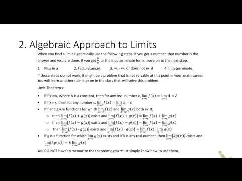 1.3 Algebraic Approach to Limits at a point