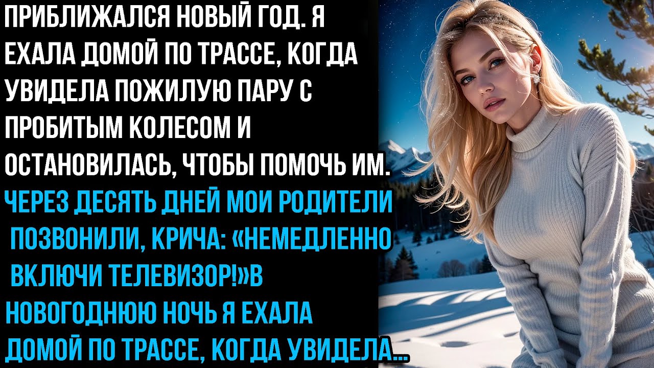 ПЕРЕД НОВЫМ ГОДОМ Я ПОМОГЛА ПОЖИЛОЙ ПАРЕ С ПРОКОЛОТОЙ ШИНОЙ НА ТРАССЕ.А В НОВОГОДНЮЮ НОЧЬ....