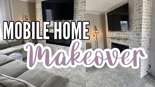 Single wide mobile home makeover | remodeling our living room wall | DIY fireplace/TV wall insert🔨