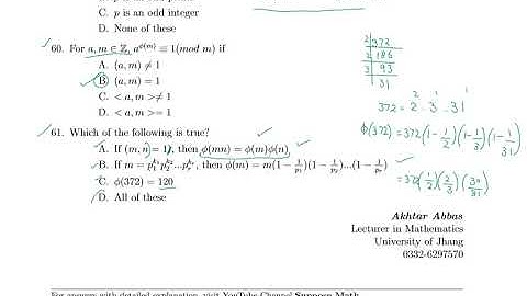 Number Theory MCQs (Part-2) for BSc | Suppose Math with Akhtar Abbas