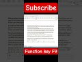 Function key F9 #functionkeys #shortsfeed #shorts