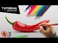 Draw Chilli Pepper with Pencil colors | Tutorial for BEGINNERS