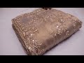 ARNG-4603 "Elegant Champagne Gold": Scalloped Border Tissue Silk Saree with Heavy Sequin Detail