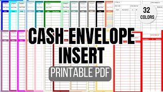 Cash Envelope Insert Printable PDF
