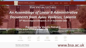 An Assemblage of Linear B Administrative Documents from Ayios Vasileios, Laconia.