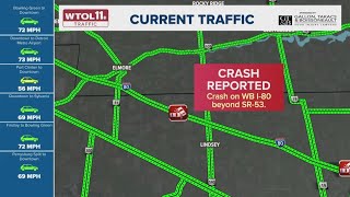 Crash reported on I-80 westbound beyond SR-53