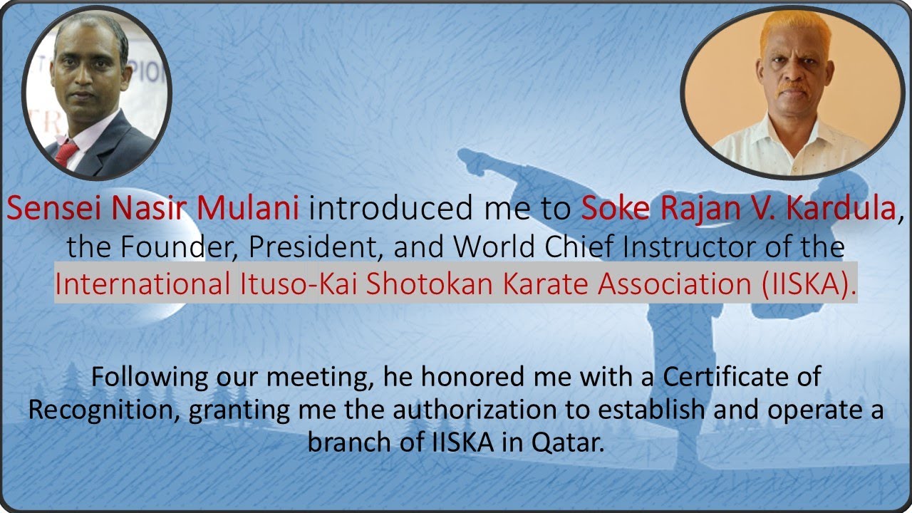 Affiliation with (IISKA) Soke Rajan V. Kardula - YouTube