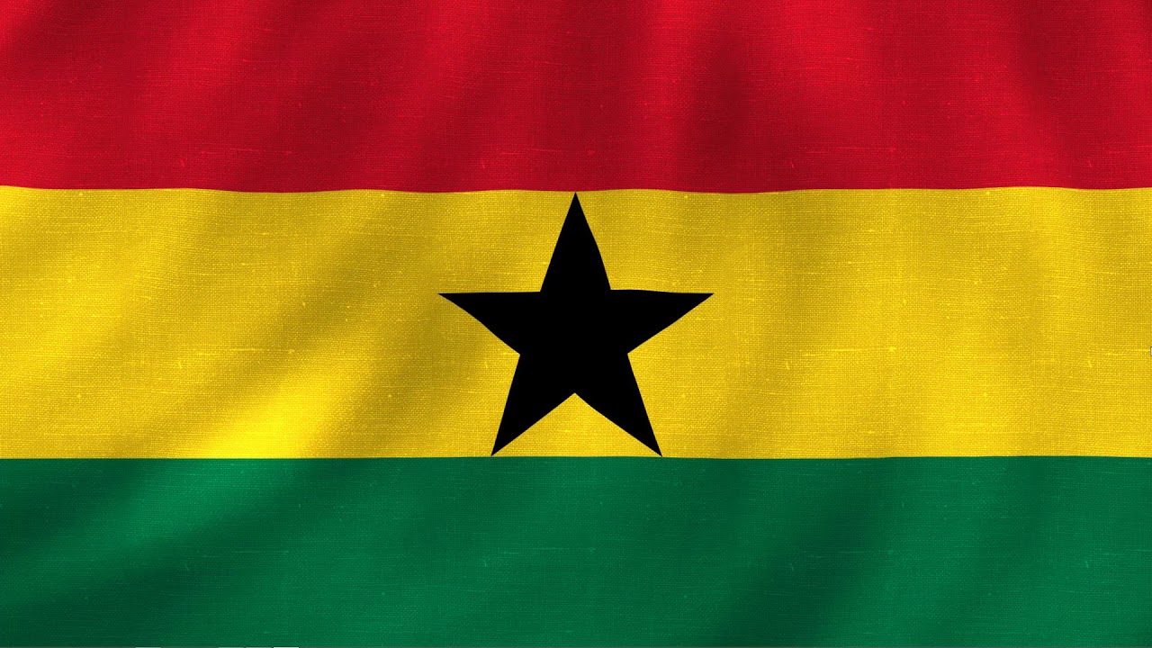 Ghana National anthem Instrumental with waving flag