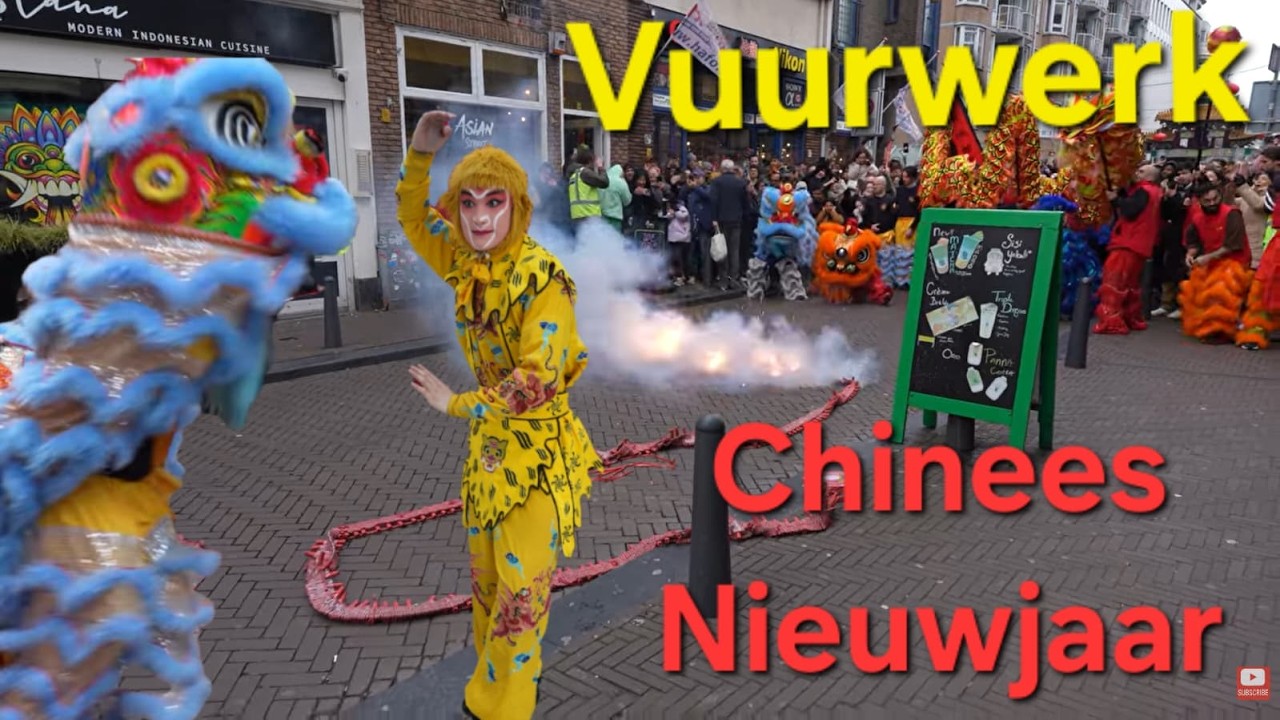 Spectaculair💥Vuurwerk💥Drakenoptocht💥Den Haag💥 Chinees Nieuwjaar💥Jaar van het paard💥Leeuwendans 💥