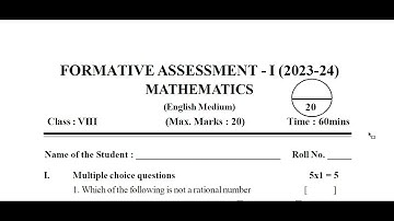 Ap 8th Class Fa-1 💯V.imp Maths 🥳Question Paper (2023-24) | 8th Class fa1 ( CBA_1) Maths  Paper 2023