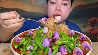 Kebas,Pedas Seblak bakso daging sapi bawang merah plus cabe rawit kuah pedas Mukbang
