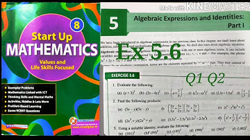 Algebraic Expressions and Identities Exercise 5.6 class 8 Q1toQ2 |Start up Mathematics Rajmith study