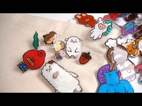 BT21 Family 뱃지 만들고 에코백 꾸미기! DIY BT21 Family pin badges!