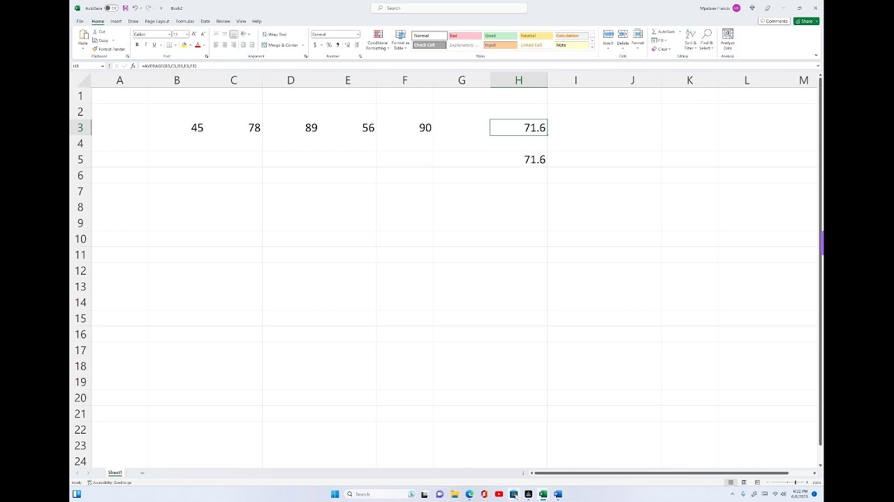 the-steps-followed-in-finding-the-average-of-numbers-in-microsoft-excel