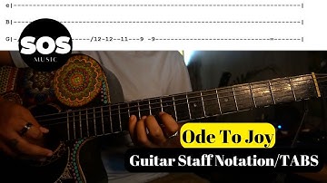 Ode To Joy - Guitar Play-Along  | Different Speeds | Beginners | Staff Notation | Practice | SOS