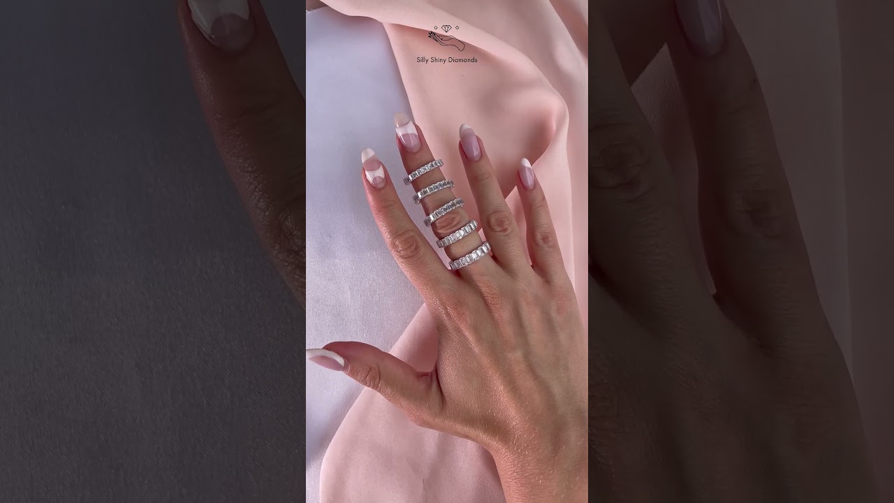 Emerald Cut diamond eternity band 3.1 mm